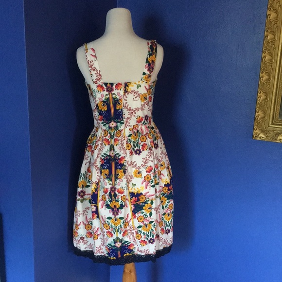 Yumi ModCloth Multicolor Floral Cotton Summer Sundress NWT Small/4 -UK size 8 - Picture 4 of 15
